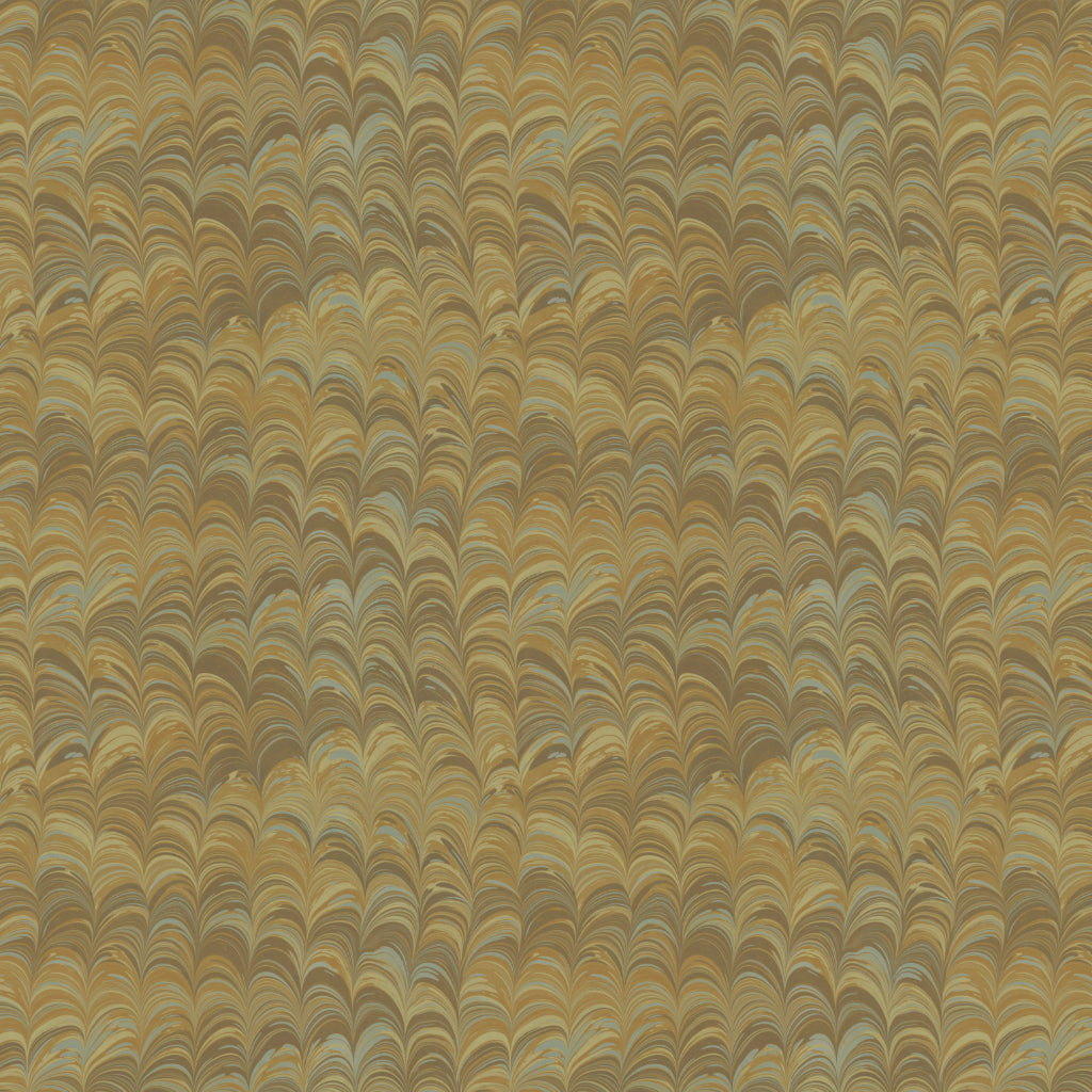 Marbled patterned fabric in a comb design in brown, beige and pale blue tones