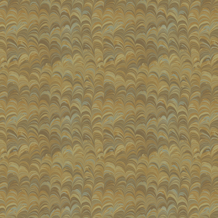 Marbled patterned fabric in a comb design in brown, beige and pale blue tones