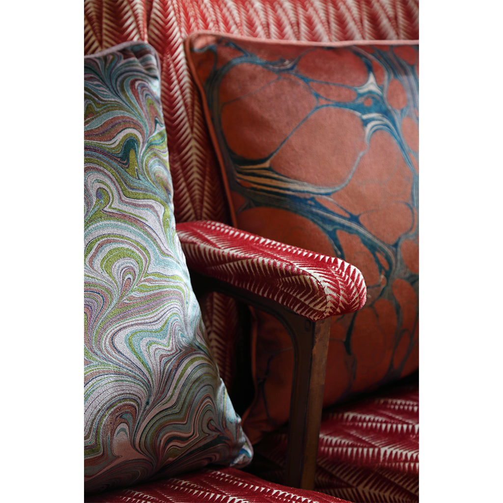 Close up details of velvet cushion