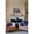 Blue marbled velvet cushion 