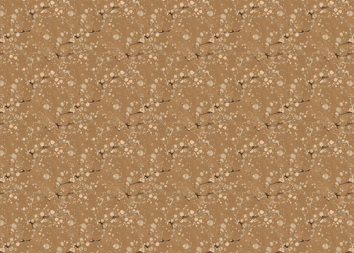 Gold and brown marbled patterned fabric 