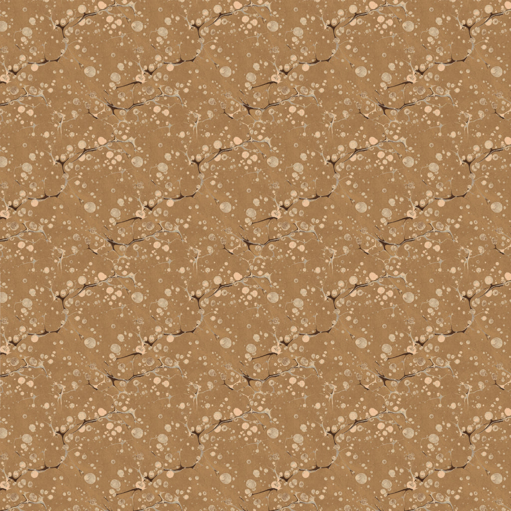 Gold and brown marbled patterned fabric 