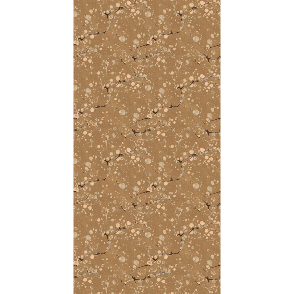 Gold patterned paper with a beige background and brown and soft cream dapples