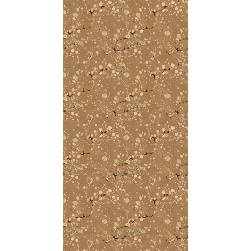 Gold patterned paper with a beige background and brown and soft cream dapples