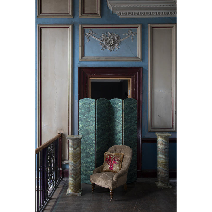 Ruched Gold Honesty Coral Velvet Extra Small Square Cushion