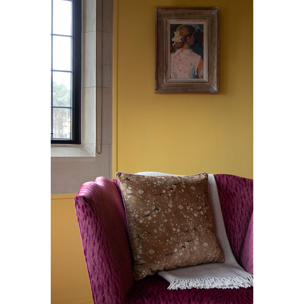 Gold Honesty Velvet Large Square Cushion