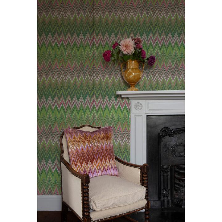 Grass Blush Zig Zag Wallpaper