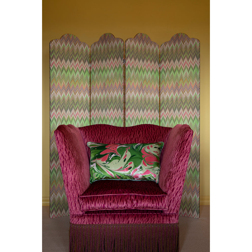 Grass Blush Placard Velvet Large Oblong Cushion