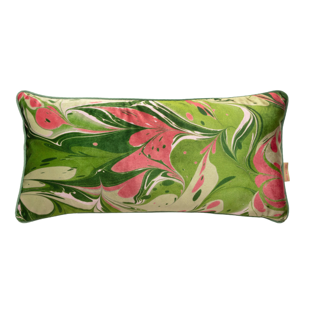 Grass Blush Placard Velvet Medium Oblong Cushion