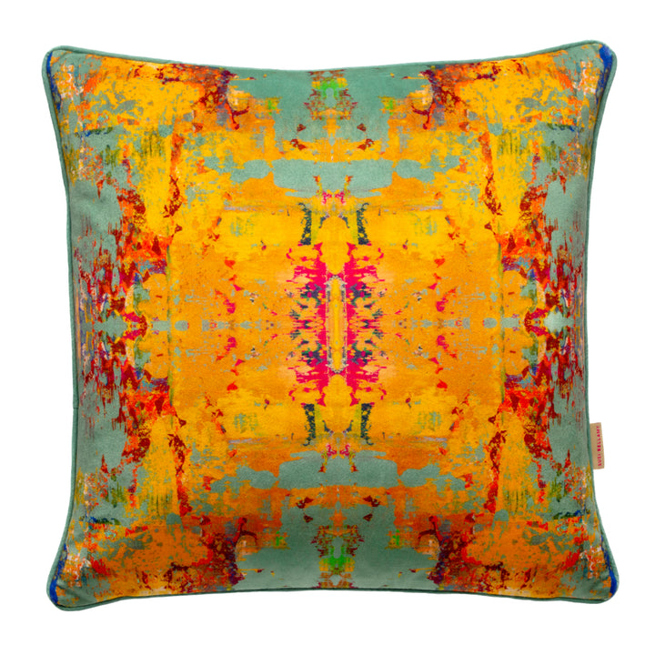 Grey Stucco Kaleidoscope Velvet Square Cushion