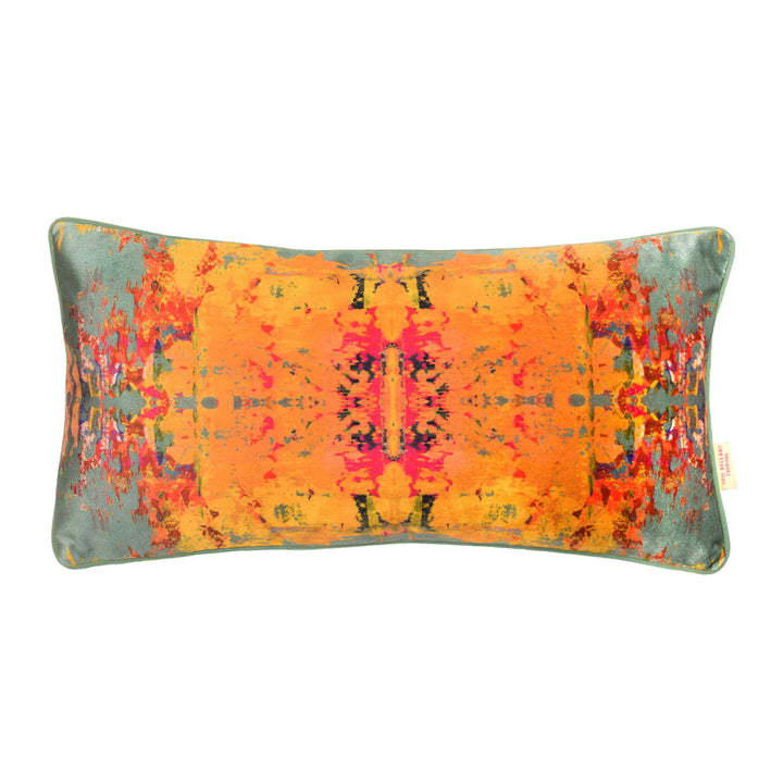 Grey Stucco Kaleidoscope Velvet Medium Oblong Cushion