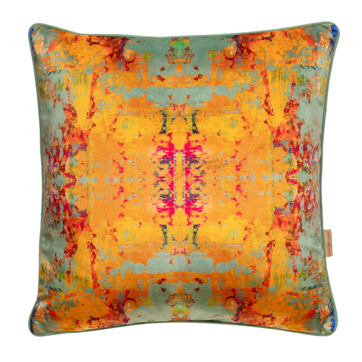 Grey Stucco Kaleidoscope Velvet Square Cushion