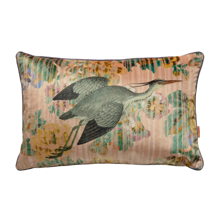 Heron Stripy Rose Velvet Large Oblong Cushion