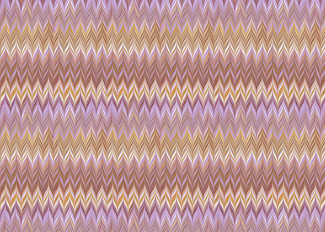A full-frame chevron zigzag pattern with horizontal bands of lavender, beige, white, and brown.