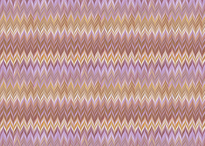A full-frame chevron zigzag pattern with horizontal bands of lavender, beige, white, and brown.