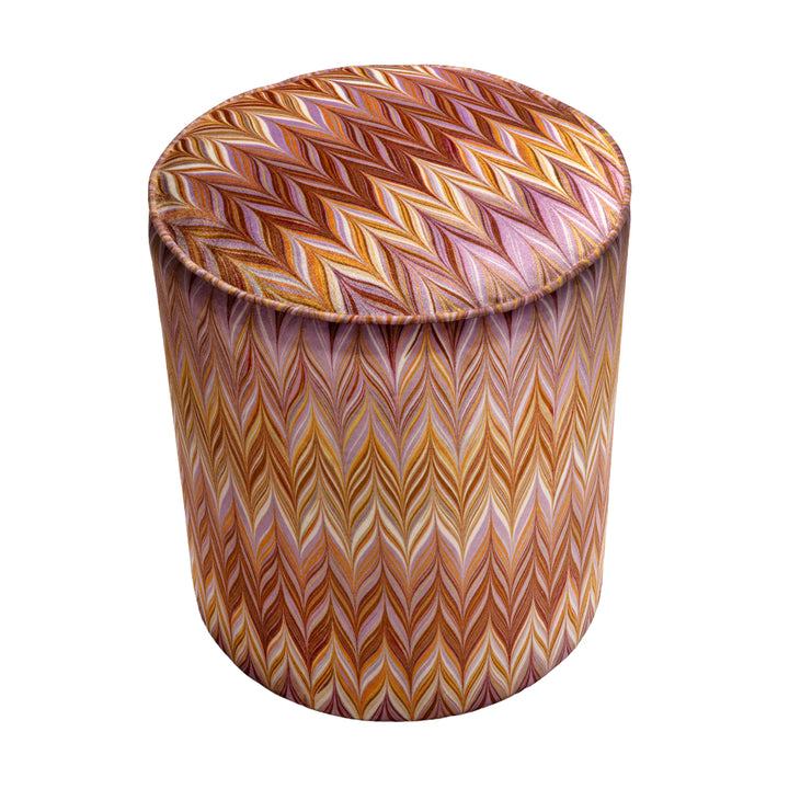 Honey Mustard Zig Zag Velvet Stool
