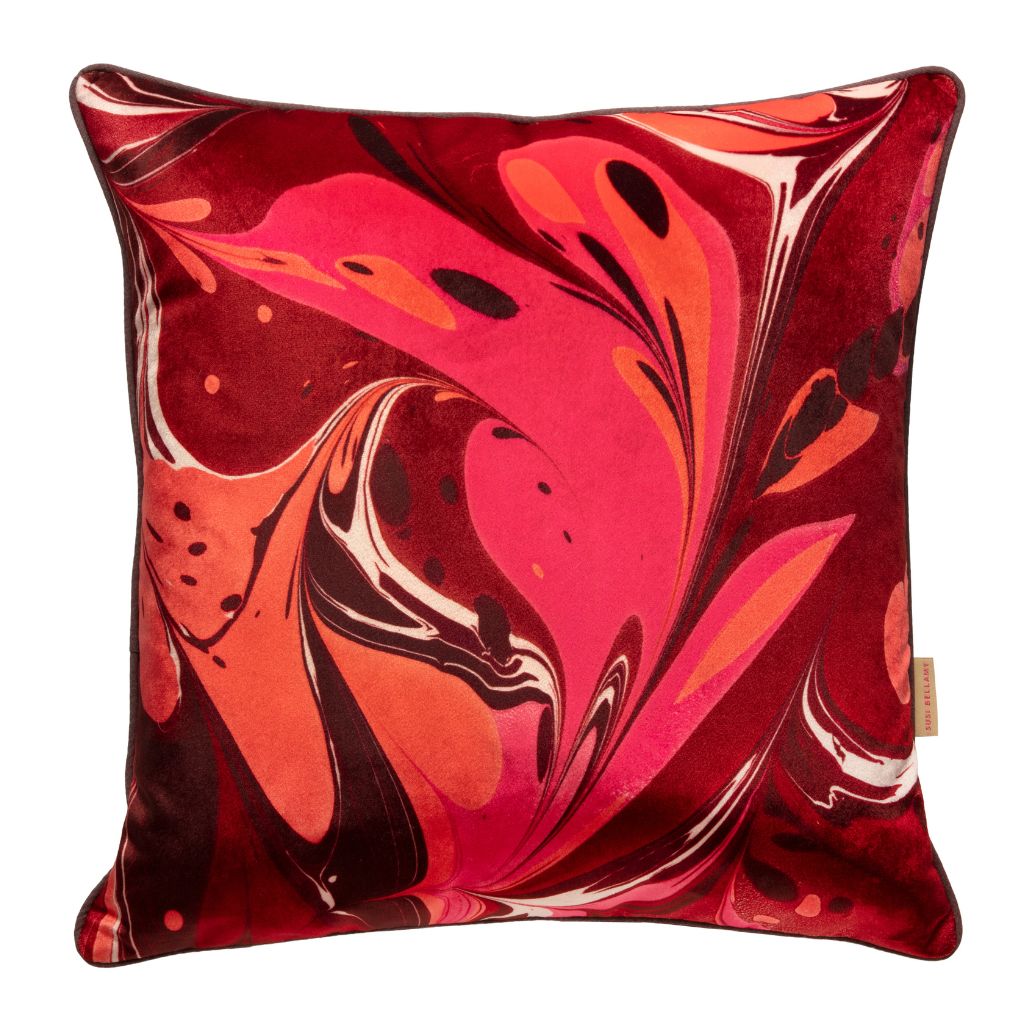 Indian Pink Placard Velvet Square Cushion