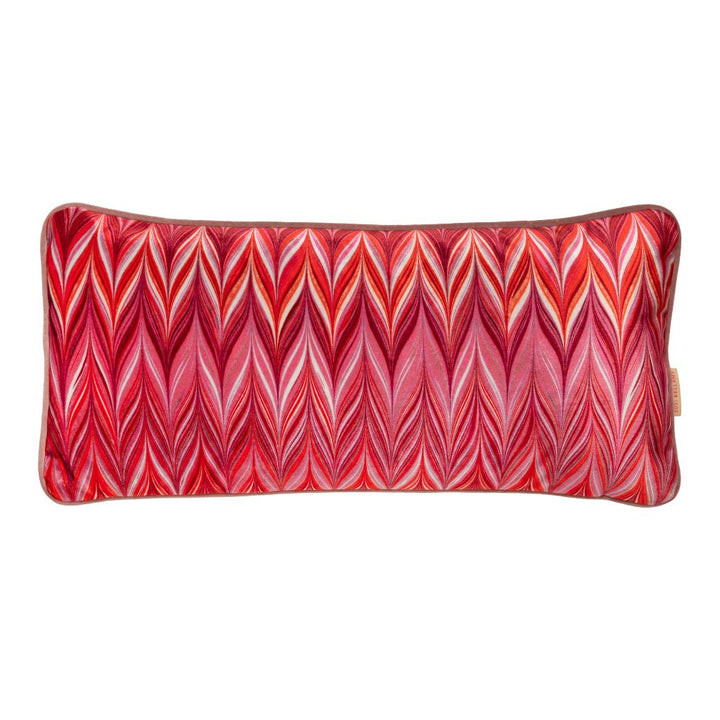 Indian Pink Zig Zag Velvet Medium Oblong Cushion