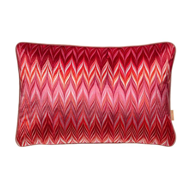 Indian Pink Zig Zag Velvet Large Oblong Cushion