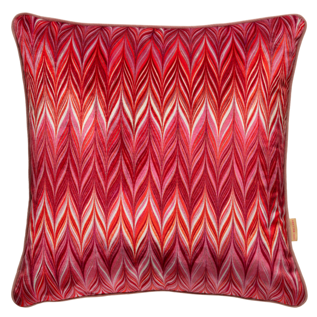 Indian Pink Zig Zag Velvet Large Square Cushion