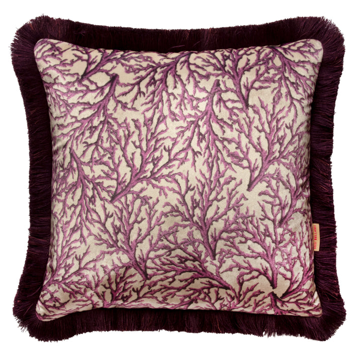 Ruched Lavender Coral Velvet Small Square Cushion