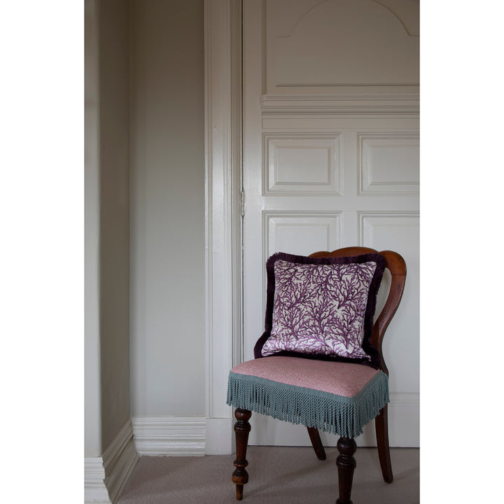 Ruched Lavender Coral Velvet Small Square Cushion