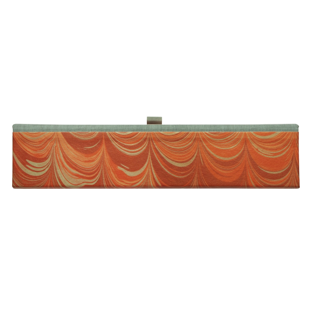 Red wavy comb pattern box file on white background