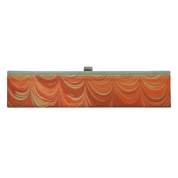 Red wavy comb pattern box file on white background