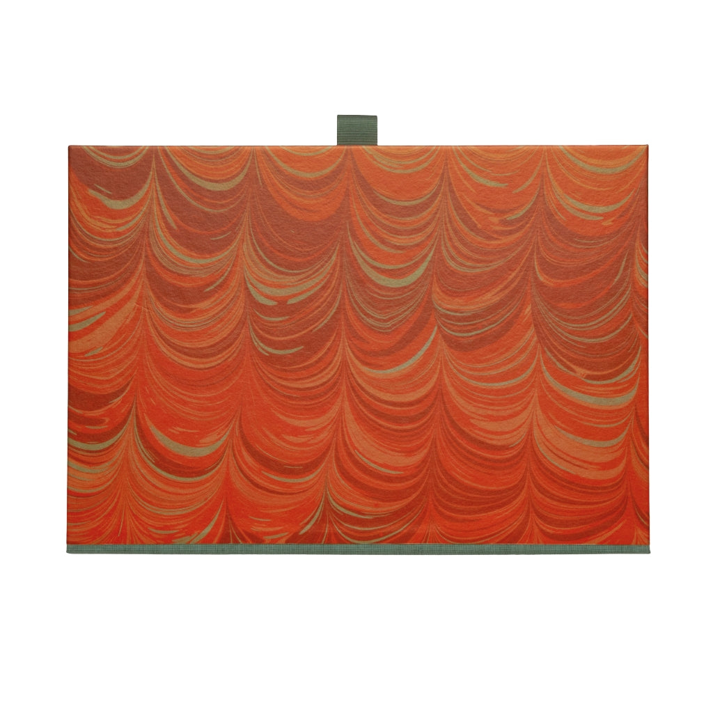 Red wavy comb pattern box file on white background