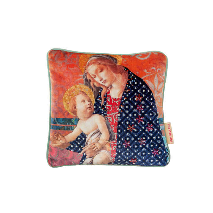 Mini Golden Madonna Velvet Square Cushion