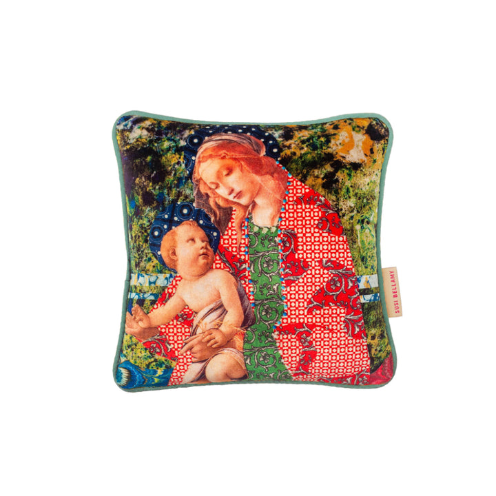 Mini Marbled Madonna Velvet Square Cushion