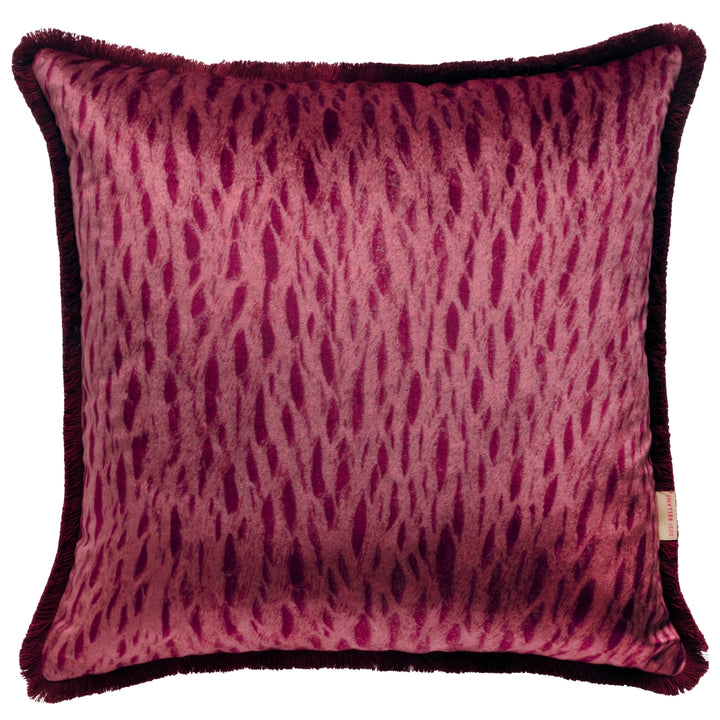 Ruched Oxblood Veneer Velvet Large Square Cushion