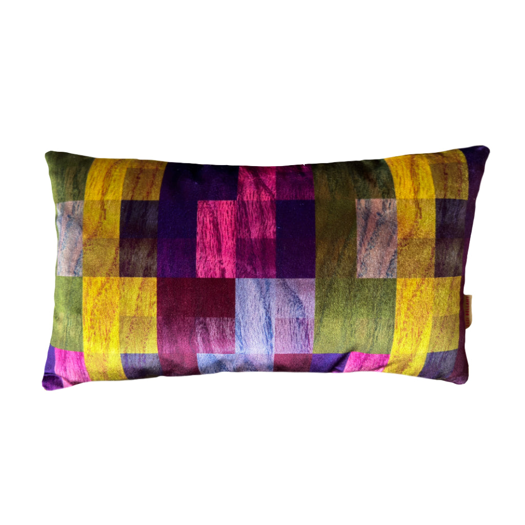 Multi Parquet Velvet Small Oblong Cushion *Sample*