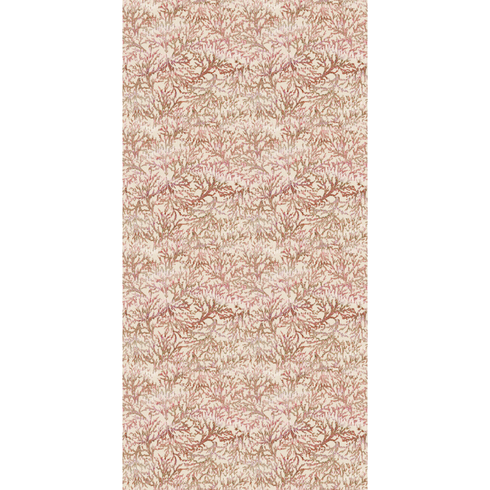 Pale pink and cream coral print wallpaper on a white background