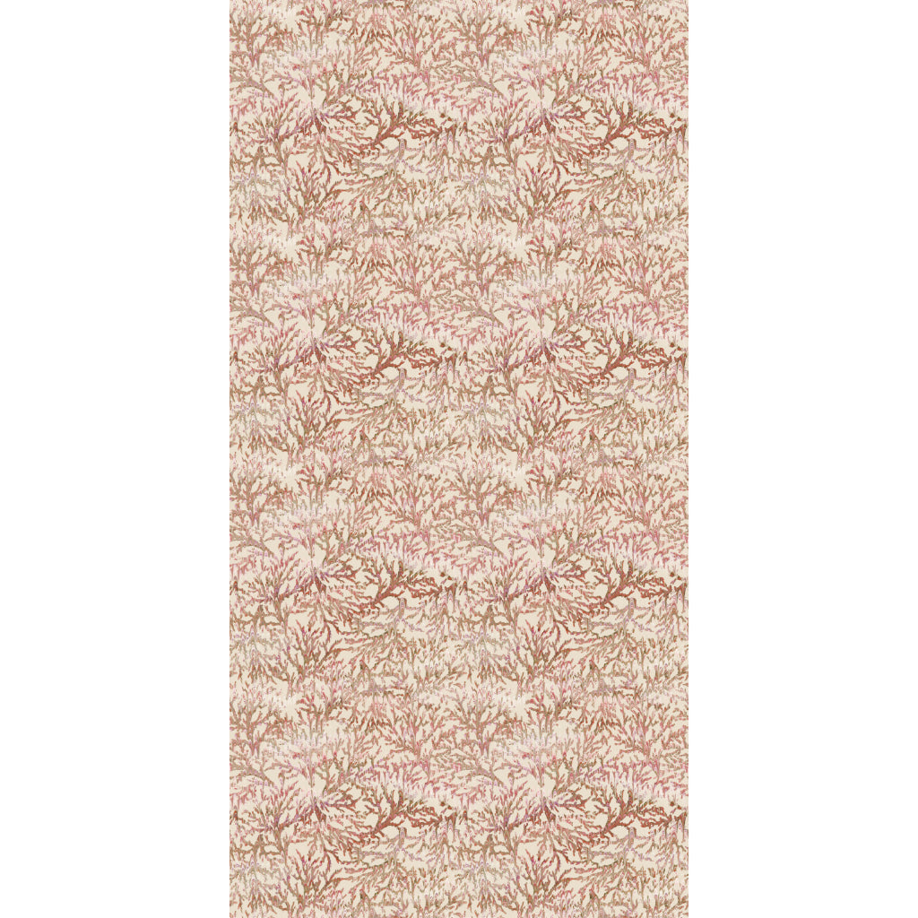 Pale pink and cream coral print wallpaper on a white background
