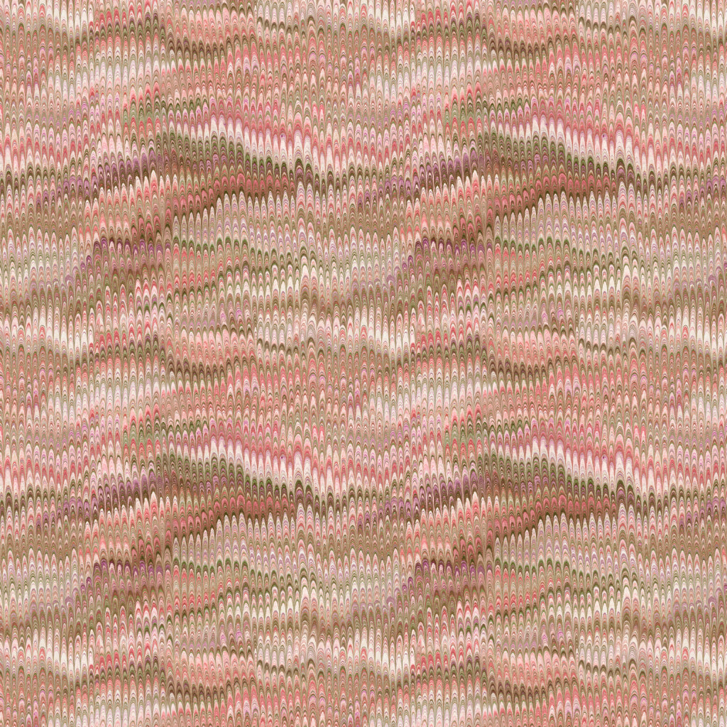 Marbled fabric pattern with wavy lines in brown, beige, and pink tones.