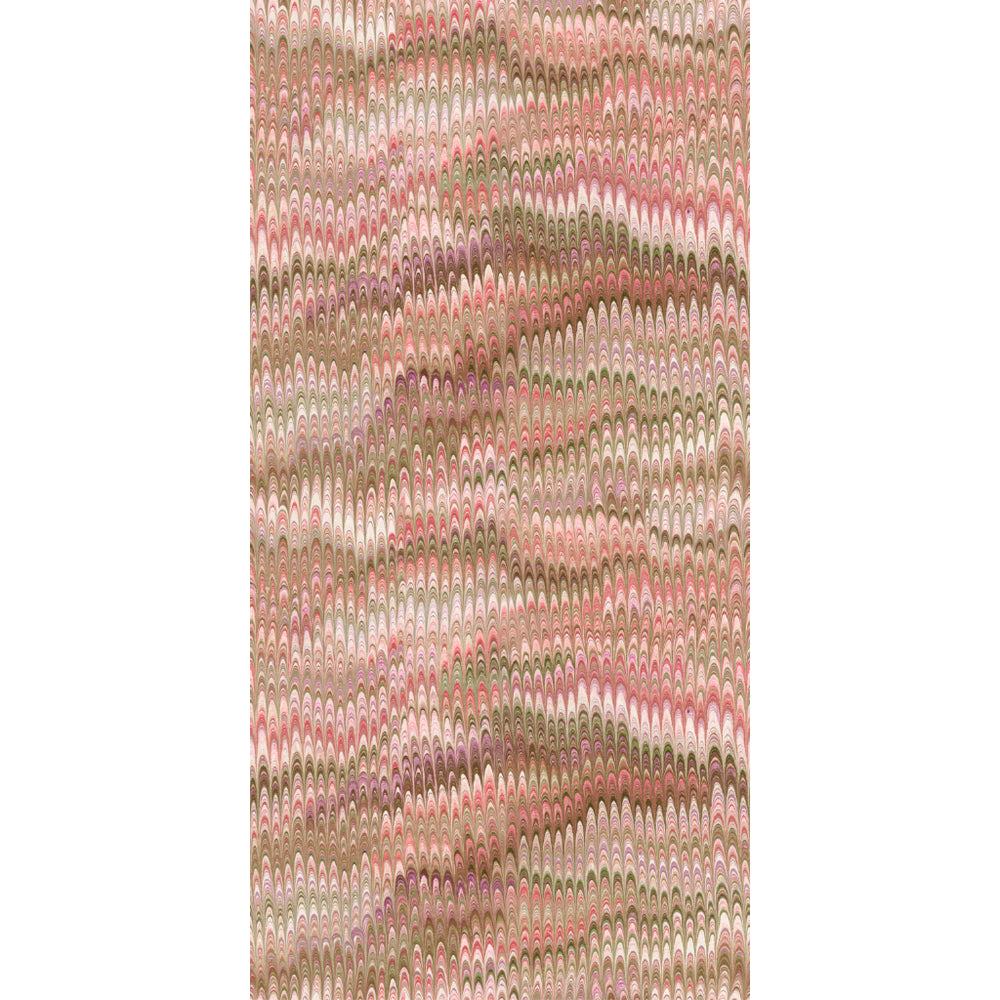 Marbled patterned wallpaper design in soft pinks, greens and mauves