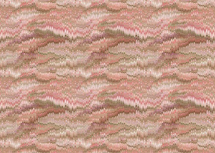 Marbled patterned fabric in pink, brown, beige and green tones