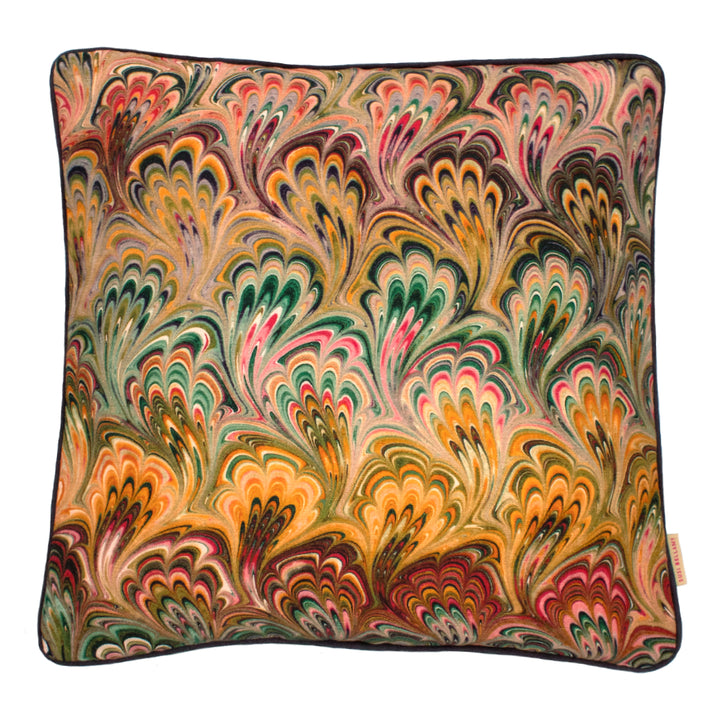 Peacock Bouquet Linen Square Cushion