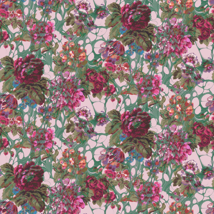 Pink Rose Marbled Velvet Fabric