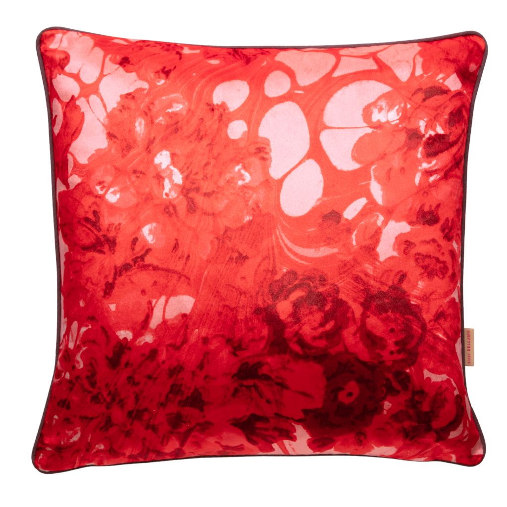 Red Rose Velvet Square Cushion *Sample*