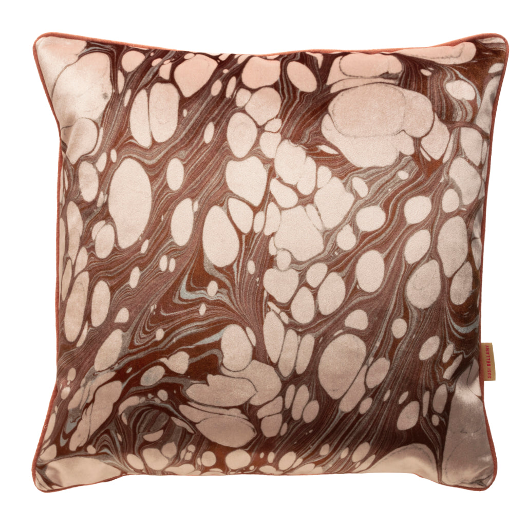 Oak Mini Marbled Velvet Square Cushion