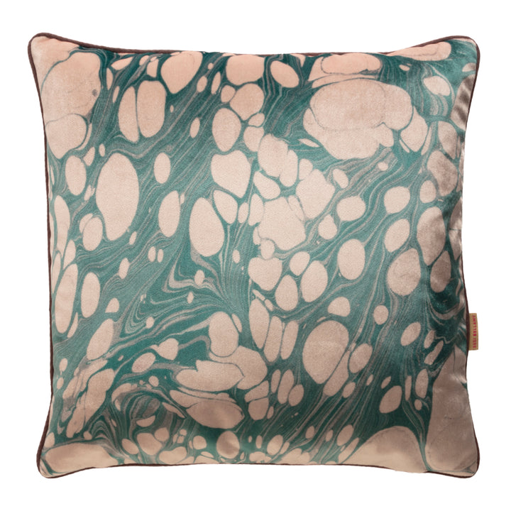 Aqua Mini Marbled Velvet Square Cushion