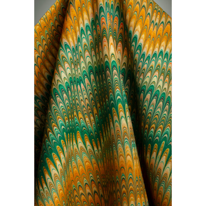 Saffron Plumes Linen Fabric