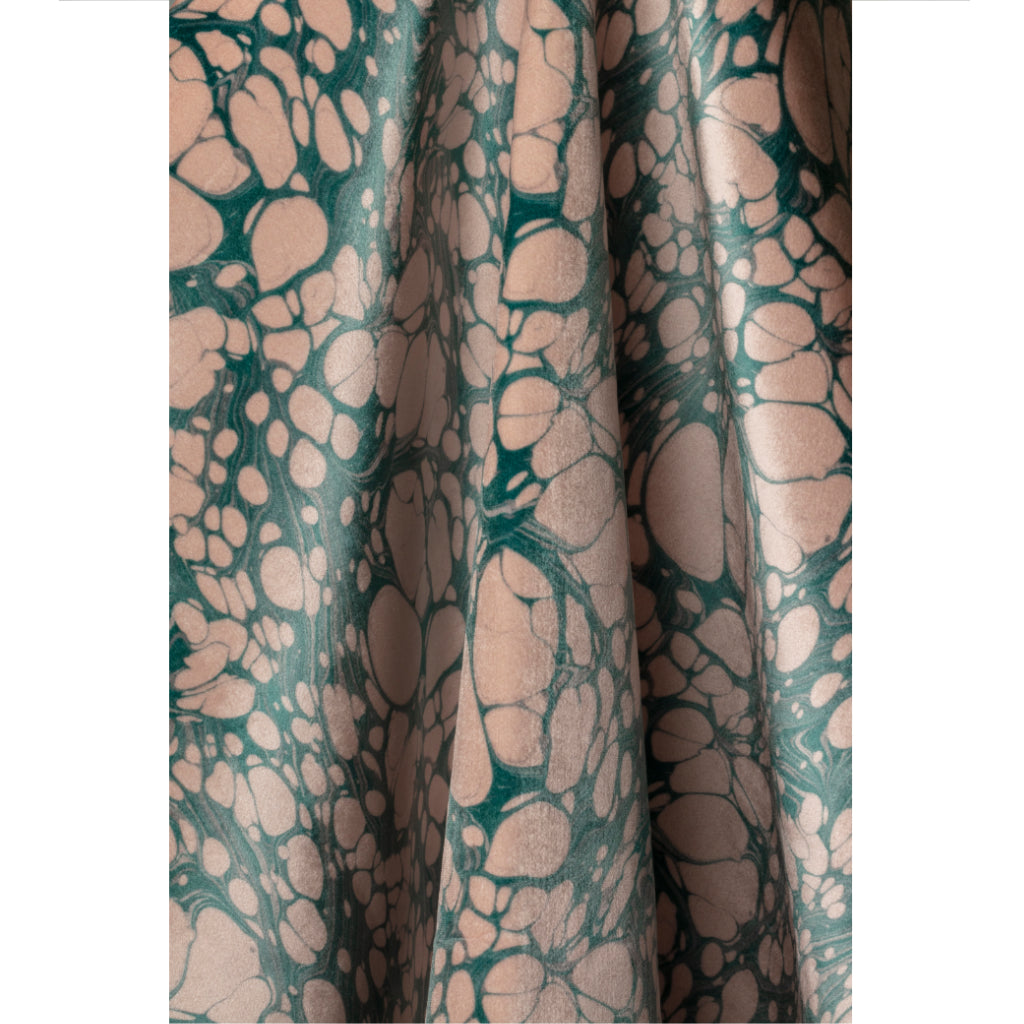 Aqua Mini Marbled Velvet Fabric