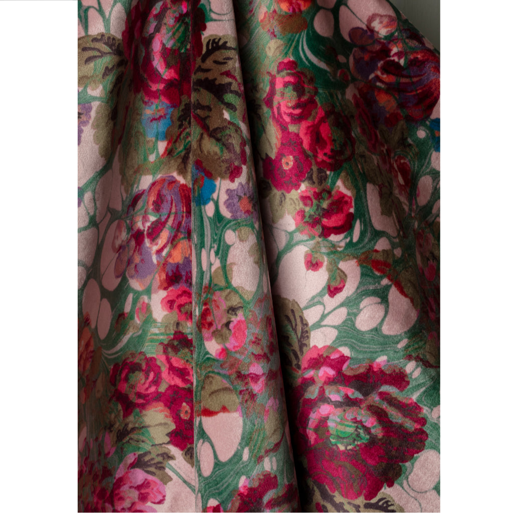 Pink Rose Marbled Velvet Fabric