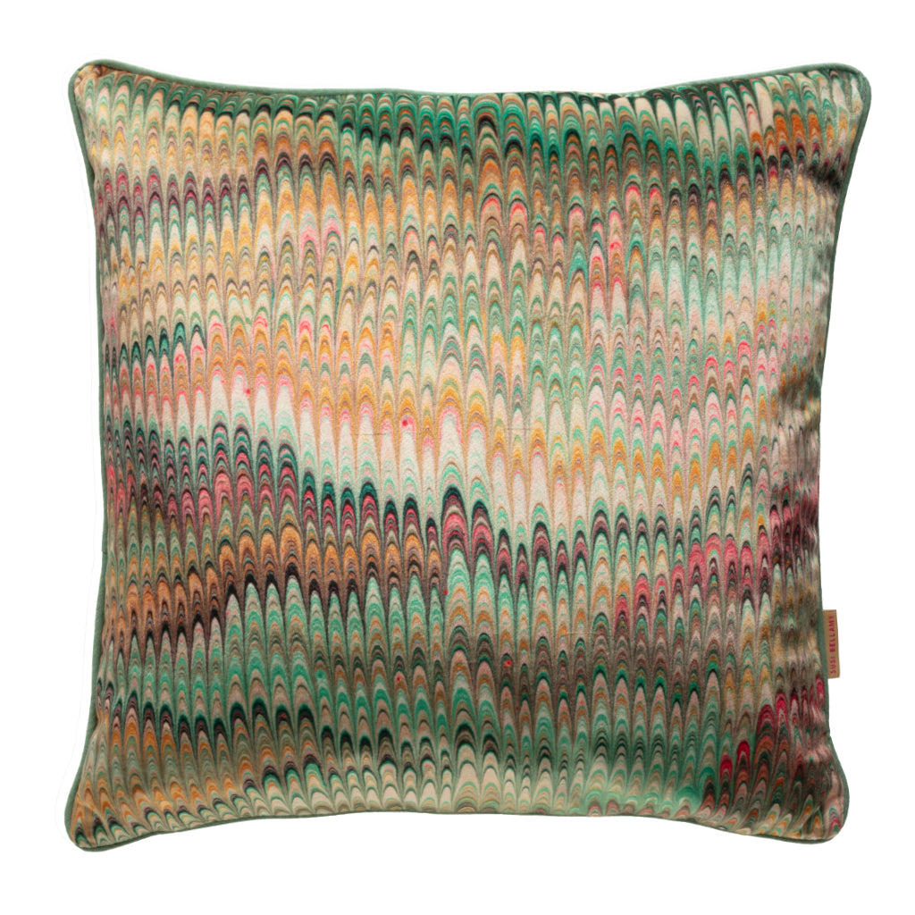 Multi Plumes Velvet Square Cushion