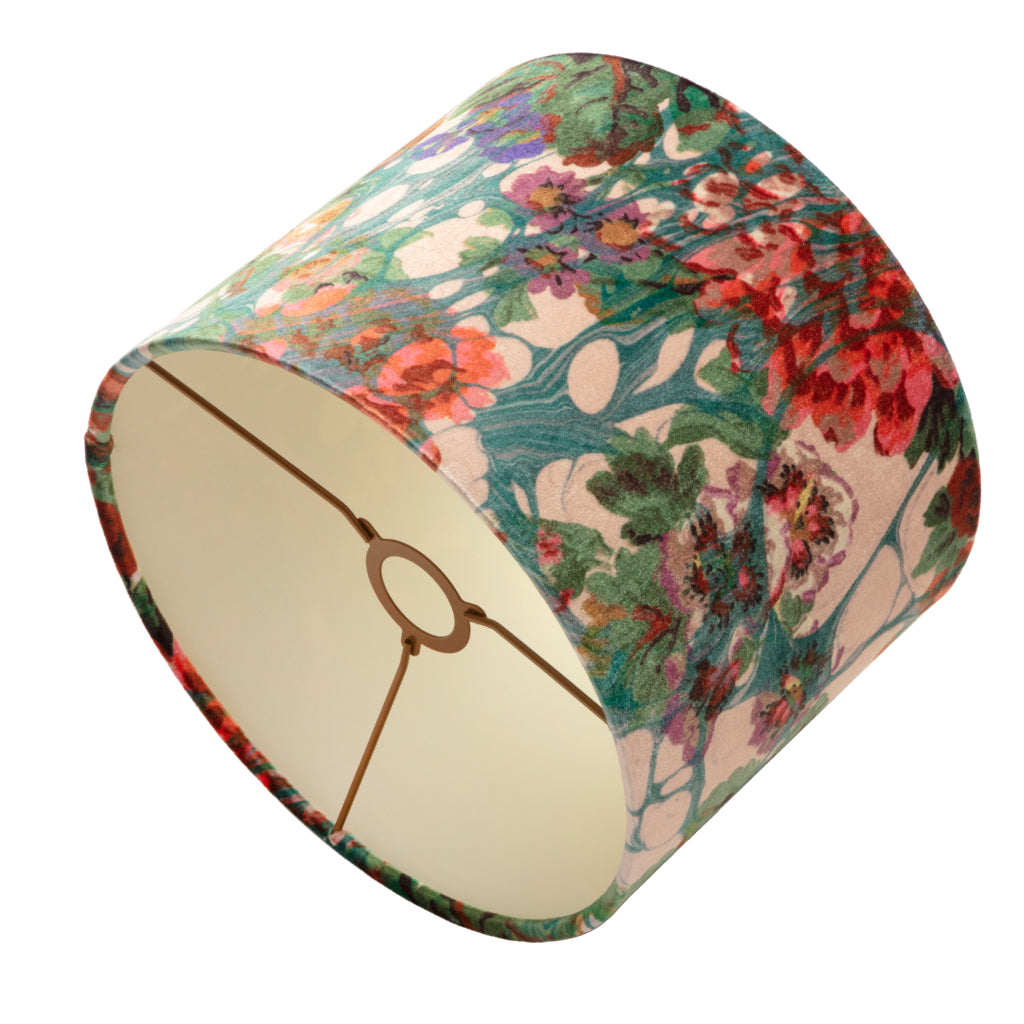 Blue Rose Marbled Velvet Lampshade