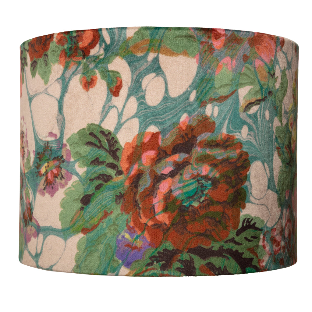 Blue Rose Marbled Velvet Lampshade