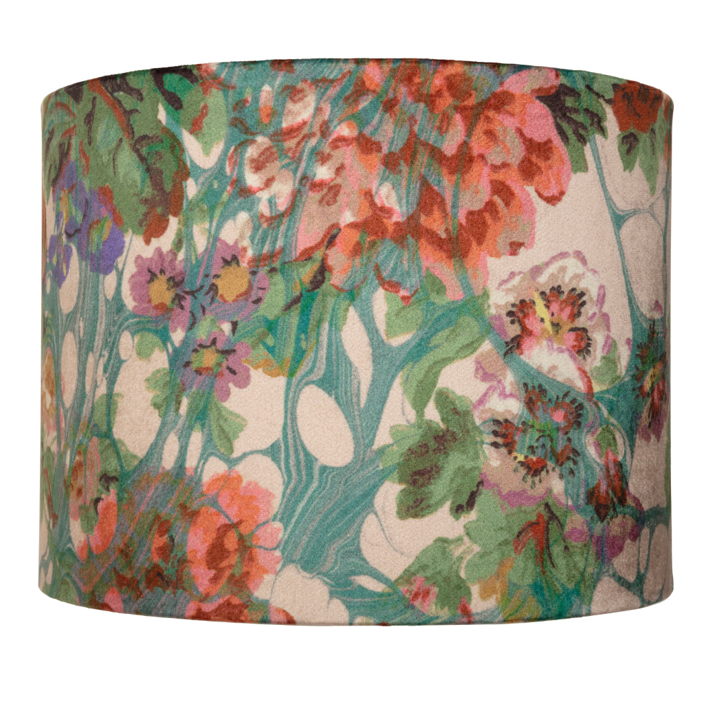 Blue Rose Marbled Velvet Lampshade